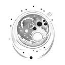 Moon with text "SNY Halo" tattoo design idea