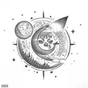 Moon with text "SNY Halo" tattoo design idea