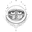 Moon with text "SNY Halo" tattoo design idea