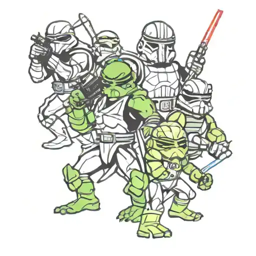 Star Wars, Power Ranger, Teenage Mutant Ninja Turtles tattoo design idea