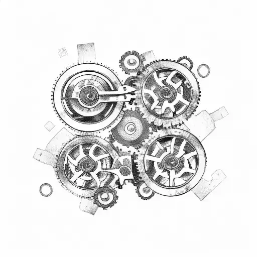 A mechanical heart with gears and bike chains tattoo design idea