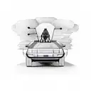 A time-traveling DeLorean car with a cyclist on a hoverboard tattoo design idea