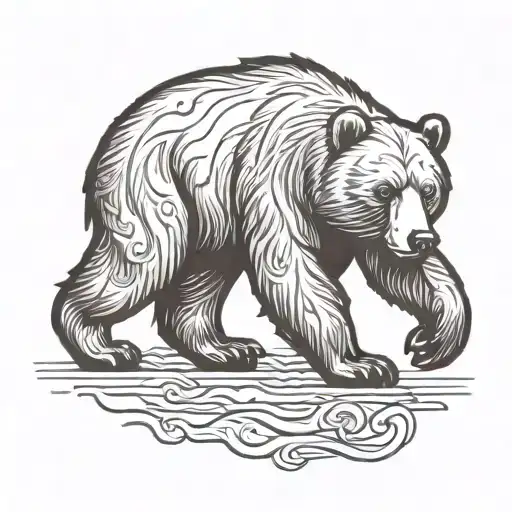 a bear walking along in American traditional style  tattoo design idea