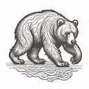a bear walking along in American traditional style  tattoo design idea