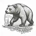 a bear walking along in American traditional style  tattoo design idea