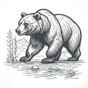a bear walking along in American traditional style  tattoo design idea