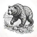 a bear walking along in American traditional style  tattoo design idea