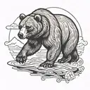 a bear walking along in American traditional style  tattoo design idea