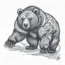 a bear walking along in American traditional style  tattoo design idea
