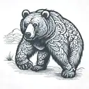 a bear walking along in American traditional style  tattoo design idea