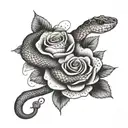 Snake wrapped around rose tattoo design idea