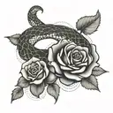 Snake wrapped around rose tattoo design idea