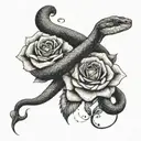 Snake wrapped around rose tattoo design idea