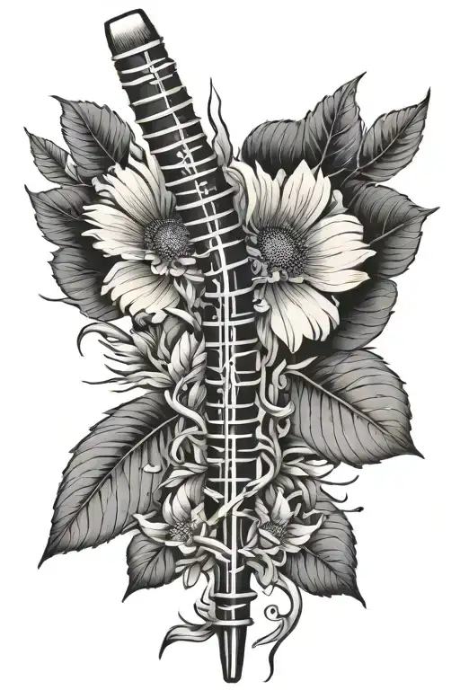 ogham writing, flower stem tattoo design idea