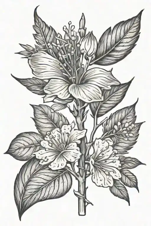 flower stem, ogham writing,  on the stem tattoo design idea