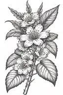 flower stem, ogham writing,  on the stem tattoo design idea