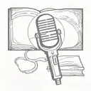 A minimalist design of a microphone surrounded by books, symbolizing your passion for reading and love for One Direction tattoo design idea