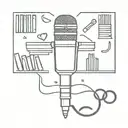 A minimalist design of a microphone surrounded by books, symbolizing your passion for reading and love for One Direction tattoo design idea