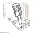 A minimalist design of a microphone surrounded by books, symbolizing your passion for reading and love for One Direction tattoo design idea