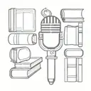 A minimalist design of a microphone surrounded by books, symbolizing your passion for reading and love for One Direction tattoo design idea