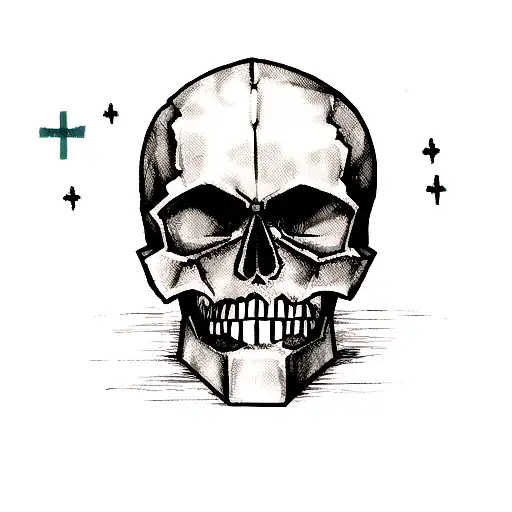 broken skull tattoo design idea