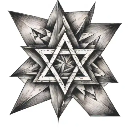 an asymmetrical and oblique Star of David, consisting of two overlapping equilateral triangles forming one six-pointed s tattoo design idea