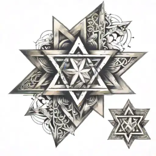 Star of David, composed of two overlapping equilateral triangles forming a six-pointed star.  tattoo design idea