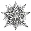 an asymmetrical figure consisting of two overlapping equilateral triangles forming one six-pointed star.  tattoo design idea