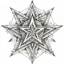 an asymmetrical figure consisting of two overlapping equilateral triangles forming one six-pointed star.  tattoo design idea