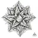 an asymmetrical figure consisting of two overlapping equilateral triangles forming one six-pointed star.  tattoo design idea