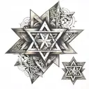 Star of David, composed of two overlapping equilateral triangles forming a six-pointed star.  tattoo design idea