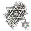Star of David, composed of two overlapping equilateral triangles forming a six-pointed star.  tattoo design idea