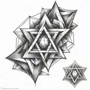 Star of David, composed of two overlapping equilateral triangles forming a six-pointed star.  tattoo design idea