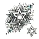 Star of David, composed of two overlapping equilateral triangles forming a six-pointed star.  tattoo design idea