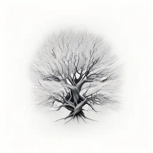 ash tree roots tattoo design idea