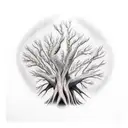 ash tree roots with name yvonne in the roots tattoo design idea