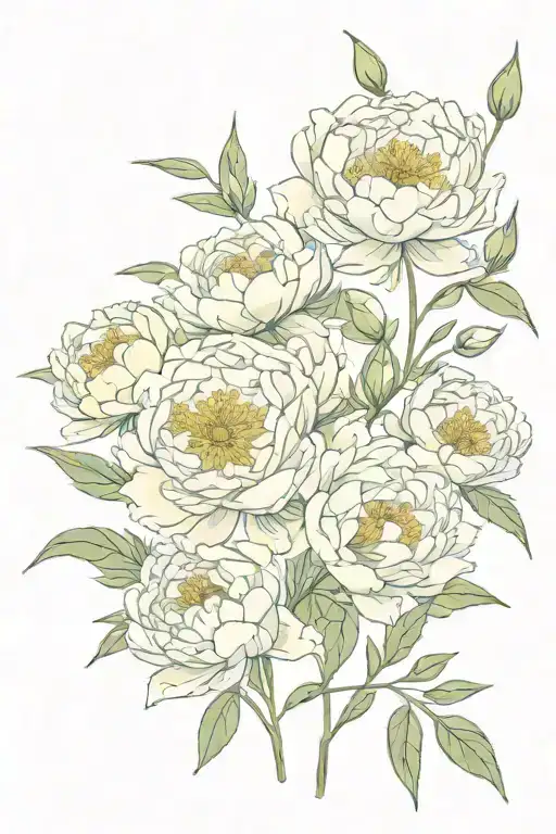 peonies stars wild flowers  tattoo design idea