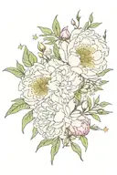 peonies stars wild flowers  tattoo design idea