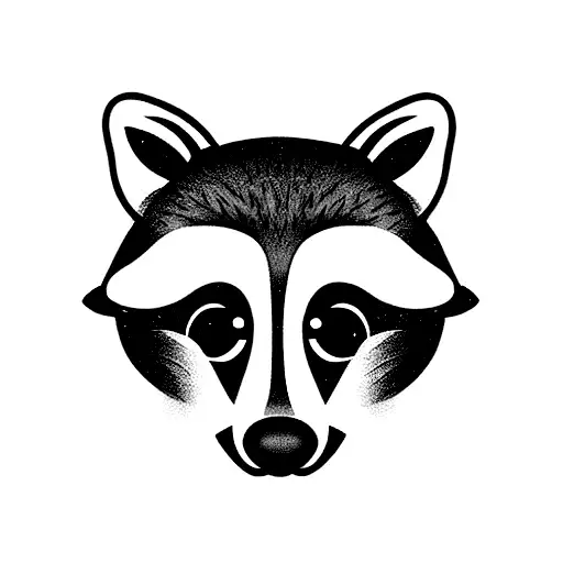 cute raccoon face using negative space tattoo design idea