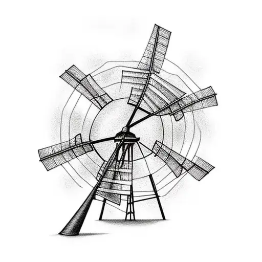 windmill from holland tattoo design idea