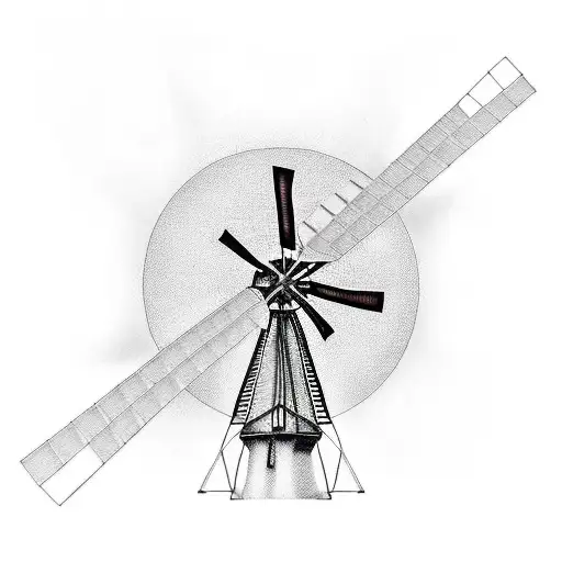 windmill from holland tattoo design idea