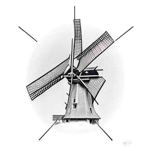 windmill from holland tattoo design idea