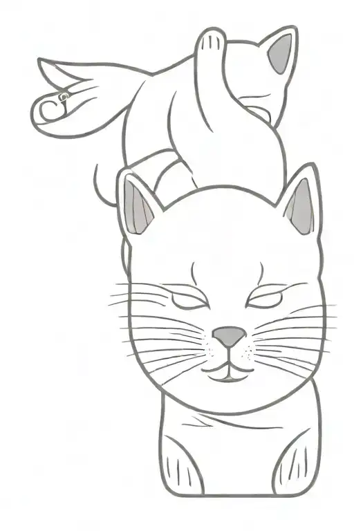 cat with sock in mouth hanging tattoo design idea
