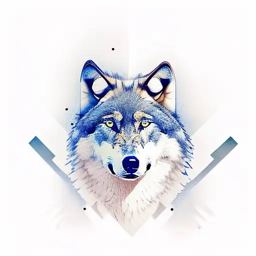 wolf with Nordic raven tattoo design idea