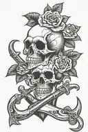 skull rose anchor tattoo design idea