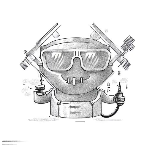 welding stick man with moonshine  tattoo design idea
