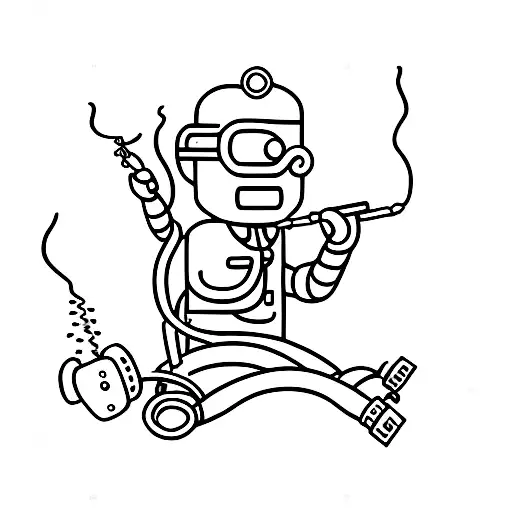 tig welding stick man with moonshine  tattoo design idea