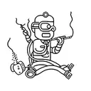 tig welding stick man with moonshine  tattoo design idea