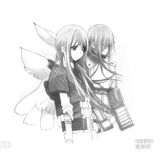 Anime character with a hawk companion tattoo design idea