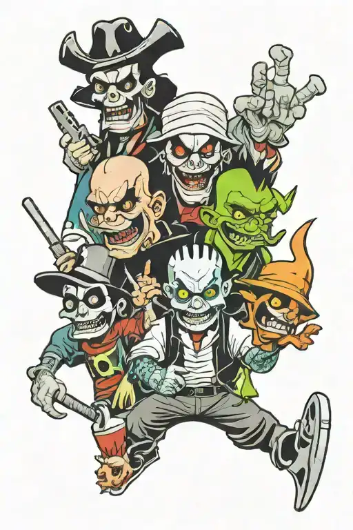 thug life horror movie villains tattoo design idea